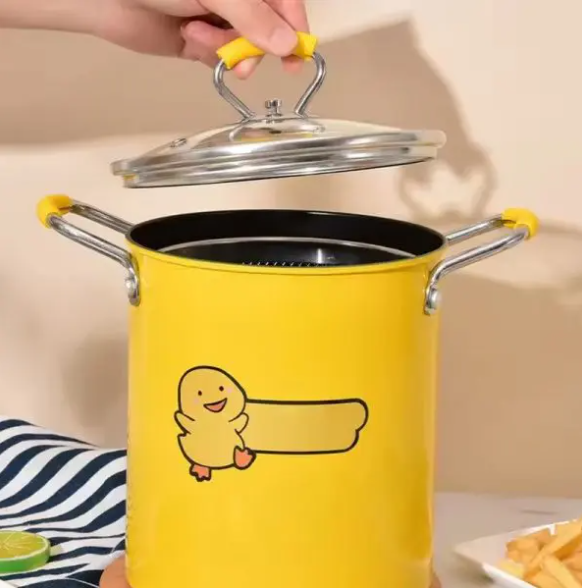 2L Stainless Steel Deep Fryer Pot with Basket – Oil Filter Design for Fries, Chicken, Shrimp & Snacks